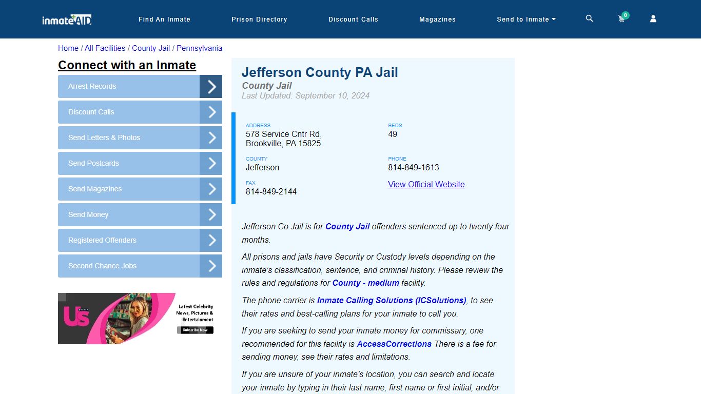 Jefferson County PA Jail - Inmate Locator