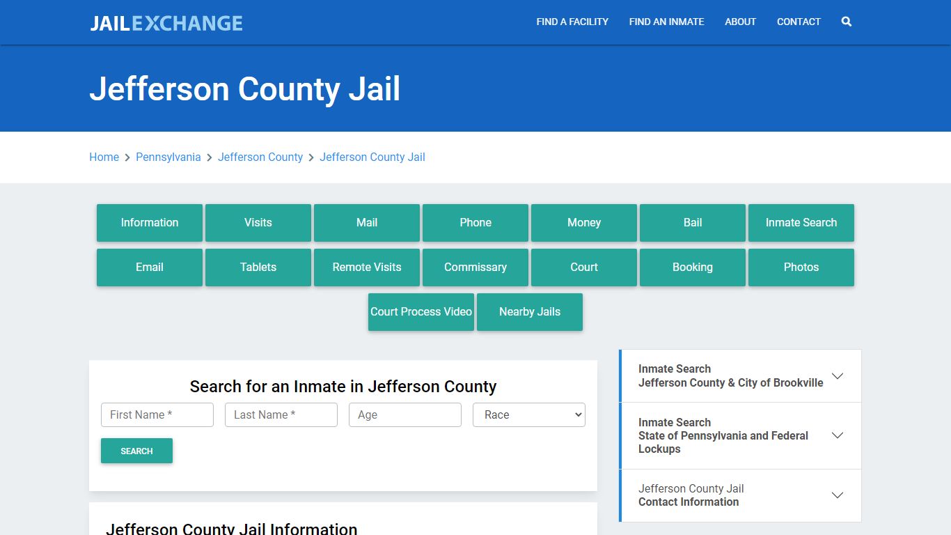 Jefferson County Jail Roster Lookup, PA, Inmate Search