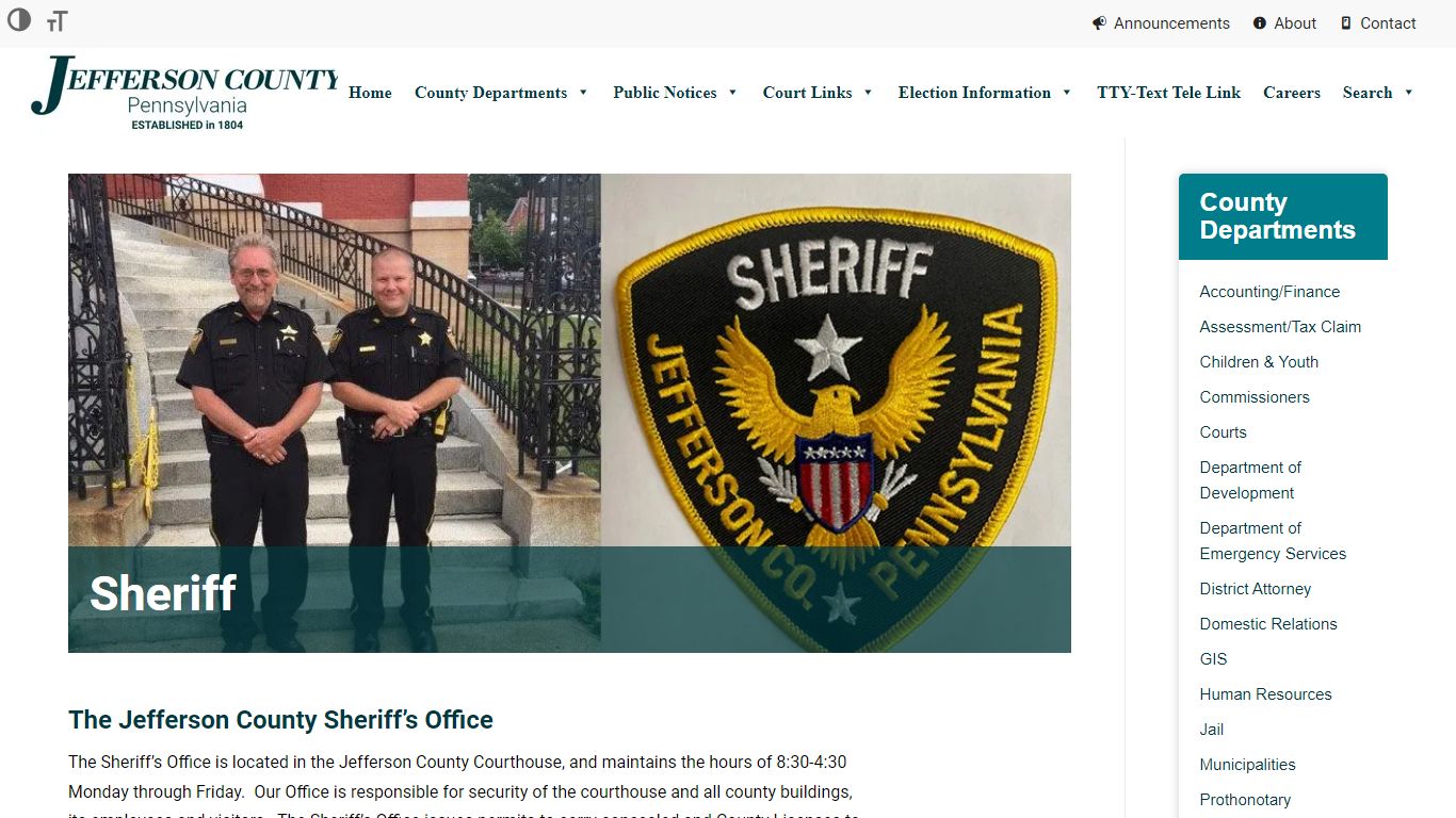 Sheriff – Jefferson County, Pennsylvania